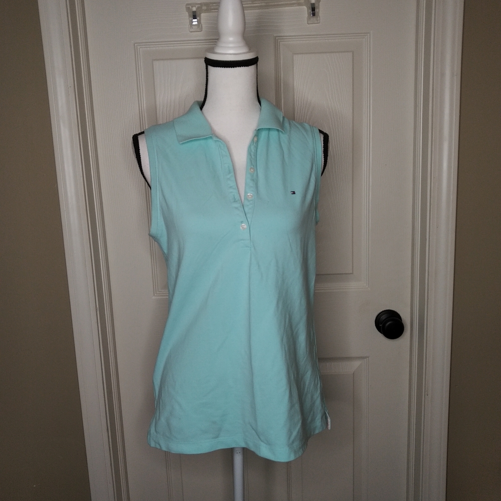 Tommy Hilfiger Sleeveless Polo Golf  Tank Top Baby Blue Sz. L